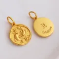 Pisces zodiac charm pendant crafted in traditional antique gold finish, ideal for DIY jewelry. - Pisces (H-11203) / Sand Gold
