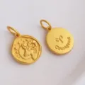 Aries zodiac gold pendant charm DIY necklace bracelet jewelry accessory for handmade gift design - Aries (H-11204) / Sand Gold