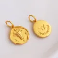 Gold zodiac Taurus pendant charm, ancient style matte gold DIY jewelry accessory. - Taurus (H-11205) / Sand Gold