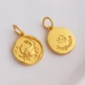 Vintage gold Cancer zodiac pendant charm DIY jewelry accessory with embossed crab motif and text. - Cancer (H-11207) / Sand Gold