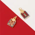 Antiker Gold-Emaillierter Friedensschloss Anhänger, traditioneller chinesischer Knoten Schmuckzubehör. - Friedensschloss Chinesischer Knoten (D586) / Gold