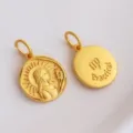 Gold plated Virgo zodiac pendant charm DIY jewelry accessory for necklace bracelet crafting. - Virgo (H-11209) / Sand Gold