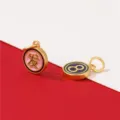 Sandgold Emaillierter DIY Schmuck Anhänger Set mit Fa und Nummer 8 Design für Basteln - Fa Zeichen Runder Anhänger (H-7554发) / Gold