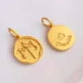 Ancient method gold zodiac pendant DIY jewelry accessory charm necklace bracelet component - Libra (H-11210) / Sand Gold