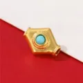 Antikgold Stil DIY Schmuck Zwischenperle mit blauem Stein fuer handgemachte Armbaender. - Rhombus Abstandsperle (D587) / Gold