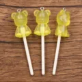 Yellow Gummy Bear Lollipop Resin Charms Pendant DIY Phone Case Jewelry Making - Yellow