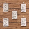 Zilveren zinklegering tarotkaart THE MOON metalen hanger bedels sieraden 13x26mm - Maan Stijl (2)