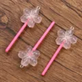 Pink Luminous Flower Lollipop Resin Charm DIY Acrylic Pendant For Phone Case Bag Decor - White