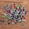 Stainless steel heart crystal connector charms for DIY handmade bracelets jewelry making. - Connector / Random Mixed Colors
