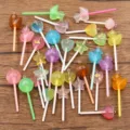 Resin lollipop charms, cute duck heart star round pendants for DIY jewelry crafting details. - Random Mixed Colors / 10 Pieces