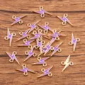 Purple Enamel Lightning Charm KC Gold DIY Jewelry Connector Pendant Bracelet Accessory - Purple