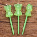 Luminous green bear lollipop resin charms DIY phone case hanging pendants 3pcs pack - Green