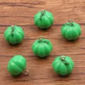 Green resin pumpkin charms pendants with metal loops for DIY jewelry necklace making. - Green