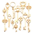 Sortiment goldene Steampunk Schlüssel Anhänger Legierung Schmuck Zubehör Basteln DIY - 30g Packung / KC Gold