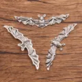 Zinc Alloy Bat Connectors Silver DIY Jewelry Charms for Necklace Bracelet Craft Making Supplies - Antique Silver Bat (17X65mm)