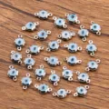 Connecteurs de bijoux fleur oeil en acier inoxydable breloques bracelets DIY pieces - Bleu et Blanc