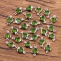 Stainless steel green heart crystal connector charm for DIY jewelry bracelet making - Connector / Green