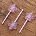 Pink flower lollipop resin charm pendant diy phone bag accessory 25x67mm 1 pieces - Purple