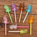 Colorful dinosaur lollipop resin charms, DIY acrylic jewelry pendant accessories set. - Dinosaur Lollipop Style (13E08) / 10 Pieces