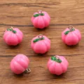 Pink resin pumpkin charm DIY pendant for necklace bracelet jewelry making crafts 17x17mm - Rose Red