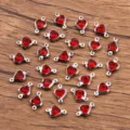 Red heart crystal stainless steel jewelry connectors charms for DIY bracelets necklaces making - Connector / Red