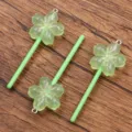 Green resin flower lollipop pendant DIY acrylic accessory for cute phone case and bag charms. - Green