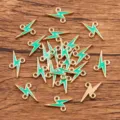 KC gold enamel lightning charm connector DIY jewelry findings for bracelet and necklace. - Green