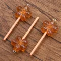 Resin Flower Lollipop Pendant Orange Glitter DIY Craft Jewelry Accessory 25x67mm 1pc - Brown