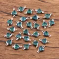 Blue crystal heart stainless steel connectors for DIY jewelry making bracelets 7x12mm style - Connector / Blue