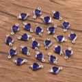 Blue heart crystal connectors stainless steel charms for DIY handmade bracelets jewelry making supplies - Connector / Dark Blue
