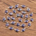 Connecteurs de fleurs d'œil maléfique en acier inoxydable 7x12mm pour bijoux de bracelet. - Bleu foncé