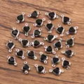 Stainless steel heart crystal connectors for jewelry making, DIY bracelet charms components. - Connector / Black