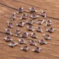 Stainless steel heart crystal jewelry connectors for DIY bracelets and crafting 7x12mm - Connector / Purple