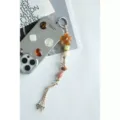 Ins style handmade beaded phone charm, vintage multi-element bag pendant and strap. - Amber Floral Charm