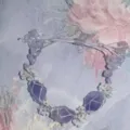 Handmade macrame crystal flower bracelet, purple woven adjustable string and chic stone design. - Amethyst Bracelet (1 Piece)