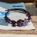 Handmade macrame crystal bracelet with purple stone charms, perfect bestie gift and stylish accessory. - Purple Ripple