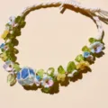 Handmade macrame crystal flower bracelet, woven gemstone bead wrist chain, gift for friend. - Opal Style Braided Hand Rope (1 Piece)