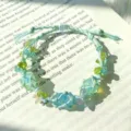 Handmade woven crystal bracelet macrame net pocket green blue beaded jewelry gift for women - Devoted Summer Woven Bracelet