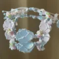 Handmade macrame crystal flower bracelet, blue and pink synthetic stone woven net charm jewelry. - Little Wish Cord Bracelet