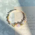 Handgemaakte macrame kristal bloem armband gevlochten touw, origineel ontwerp sieraden cadeau. - Enkele Opaal Krans