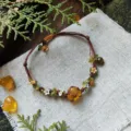 Handgemaakte macrame geweven kristal bloem armband, boho edelsteen gevlochten koord sieraden. - Dichte Takken