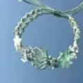 Handmade Macrame Green Fluorite Crystal Wreath Bracelet Braided Net Pocket Adjustable Jewelry - One Star Mint Cord Bracelet