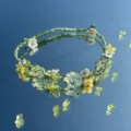 Handmade green macrame crystal flower bracelet woven net pocket casual gift jewelry for women - One Monet's Garden Cord Bracelet