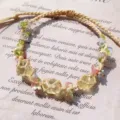 Handmade macrame crystal flower bracelet, colorful stone woven cord wrist chain gift. - One Language of Flowers Yellow Crystal Stone Bracelet