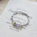 Handmade Macrame Crystal Braided Bracelet Cute Floral Hand Rope Chic Gift for Bestie - One Purple Elf Braided Cord Bracelet