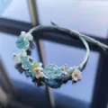 Handcrafted macrame crystal flower braided bracelet variant in light blue quartz design - Clear Spring Braided Rope Bracelet (1pc)