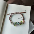 Handmade crystal flower woven bracelet macrame gemstone jewelry gift for friends - Flowers Blooming by the Lakeside - 1 Bracelet