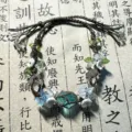 Handmade macrame crystal flower woven bracelet with gemstone and net pocket design - Glacier Blue Crystal - 1 Bracelet
