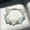 Handmade macrame crystal flower bracelet, blue woven rope featuring crystal stones and beads. - Glacier Style 2 Braided Bracelet, 1 Piece