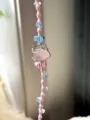 Handmade macrame pink crystal cat pendant braided string cute gift accessory for women. - Pink Bracelet, 1 Piece